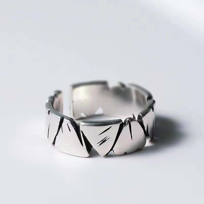 Bague Argenté design géométrique HOMME