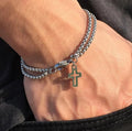 Bracelet chaîne argentée avec croix (Unisexe)