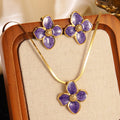 Parure collier + boucles d’oreilles Fleur (VIOLET)