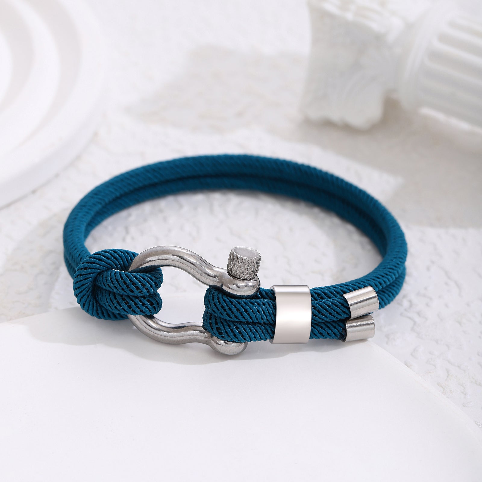 Bracelet en corde tressée bleu turquoise HOMME