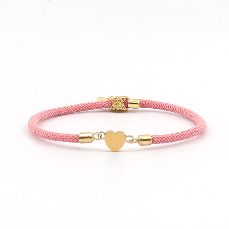 Bracelet Coeur Corde Rose